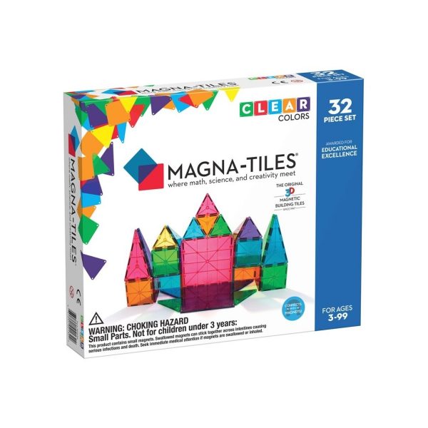 magna t clear de 32 piezas de construccion magnetica de colores