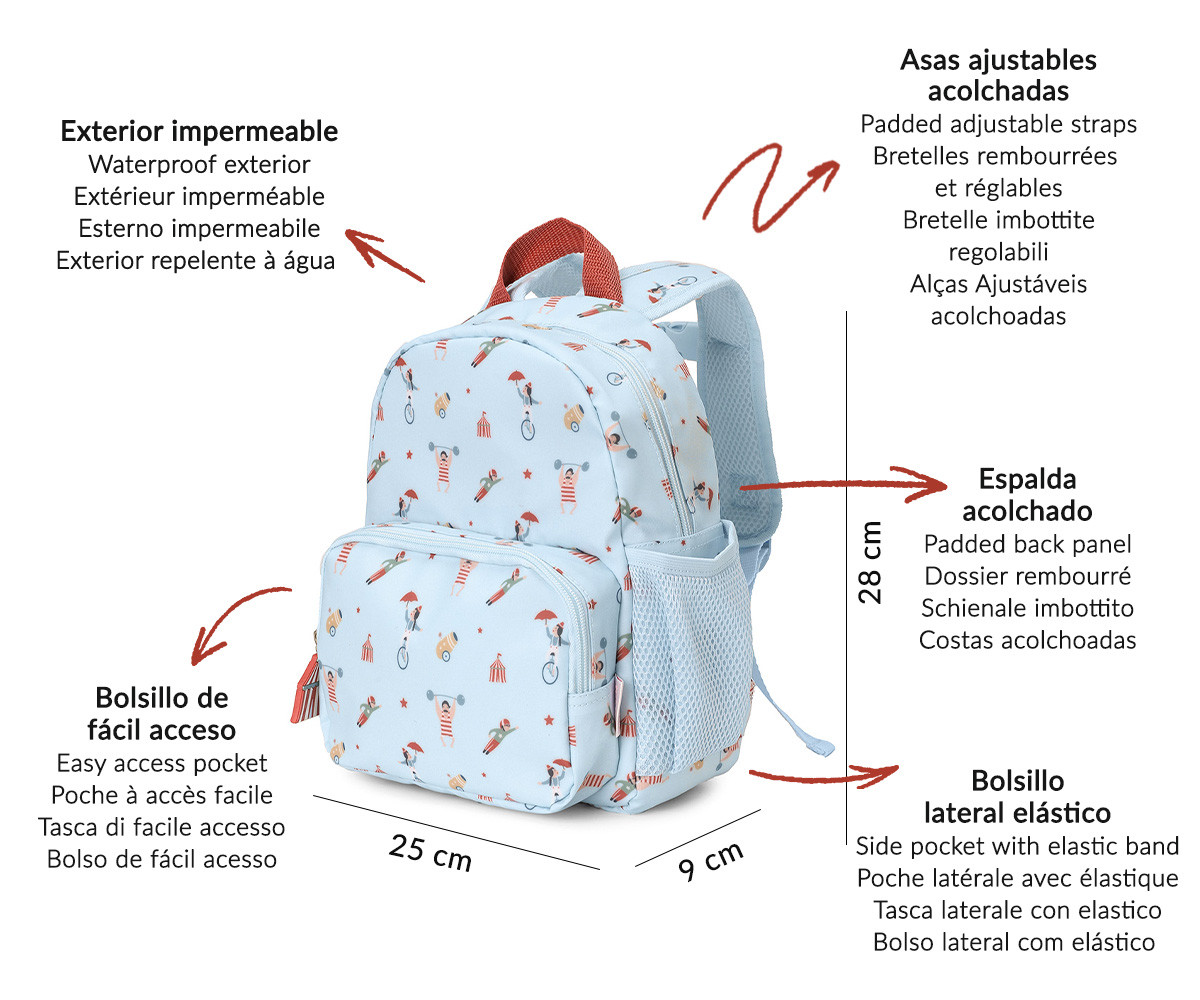 MOCHILA CIRCUS INFANTIL - IMPERMEABLE - TUTETE 2 MOCHILA CIRCUS INFANTIL - IMPERMEABLE - TUTETE - Imagen 2