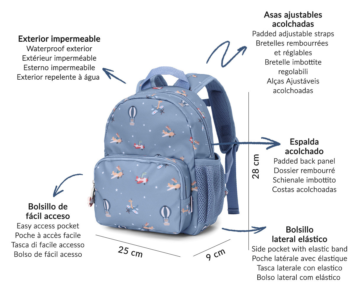 MOCHILA PLANES INFANTIL – IMPERMEABLE- TUTETE 3 MOCHILA PLANES INFANTIL – IMPERMEABLE- TUTETE - Imagen 3