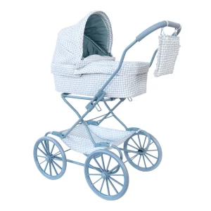 CARRITO PARA MUÑECAS VICHY AZUL - MONNEKA