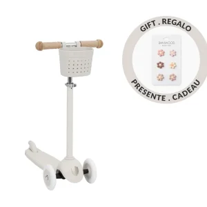 PATINETE IVORY + CESTA Y PINES FLORES